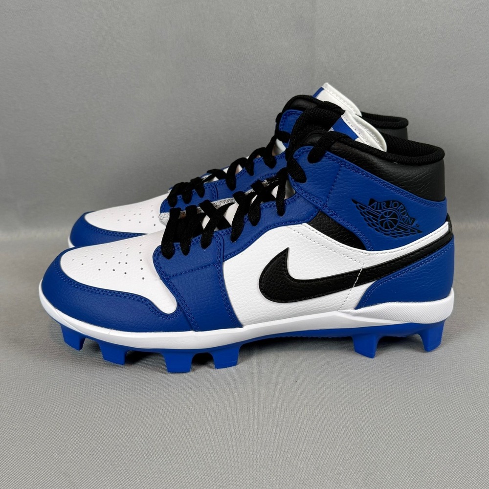 Nike Air Jordan Retro 1 MCS Baseball Cleats Mens 10 Royal Blue Black White New - Picture 2 of 10